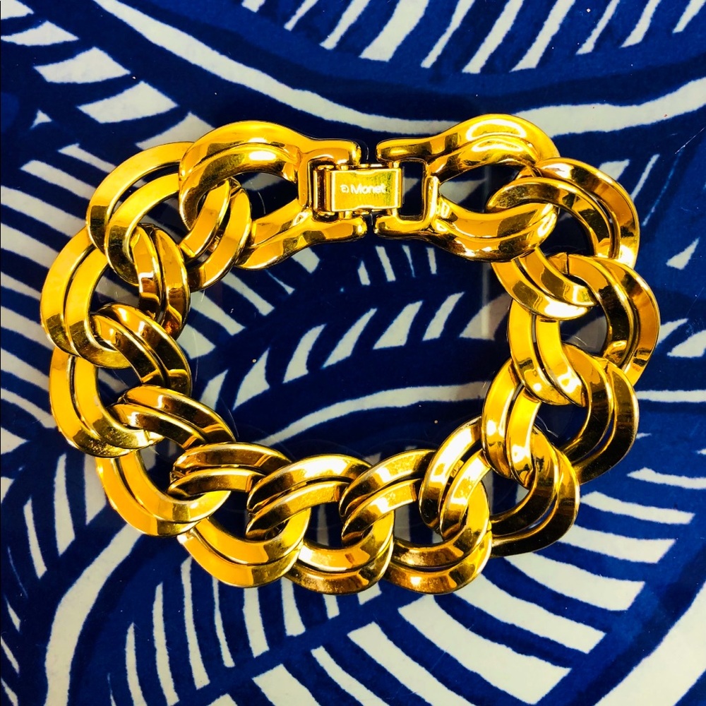 Vintage Monet Gold Plated Chunk Link Bracelet